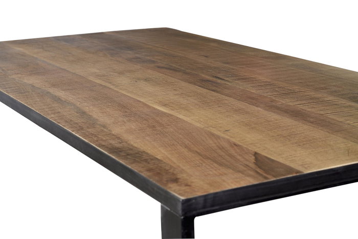 GINER Y COLOMER Mesa de comedor de madera de mango y patas de metal 8 plazas